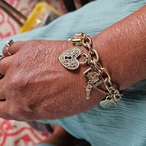 Guess Silver-tone "With Love" Charm Bracelet